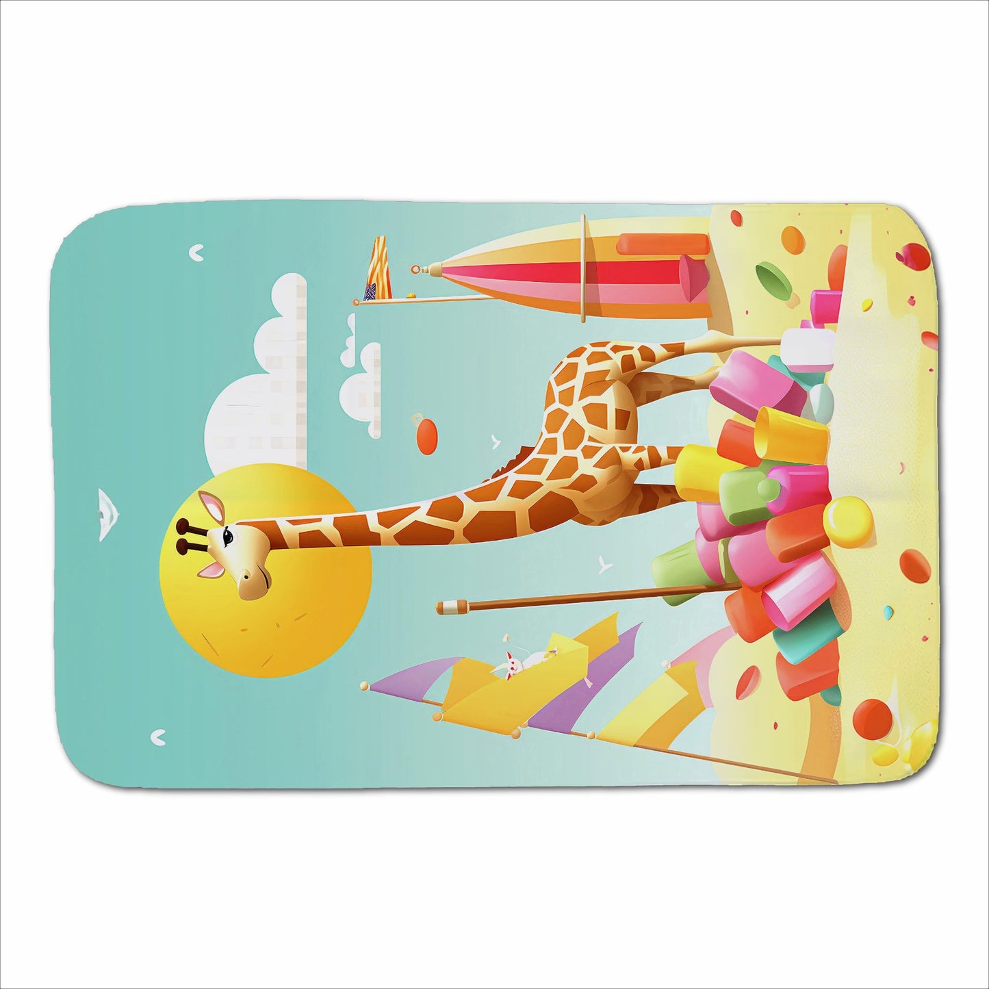 A Giraffe On A Beach Holiday Sherpa Blanket