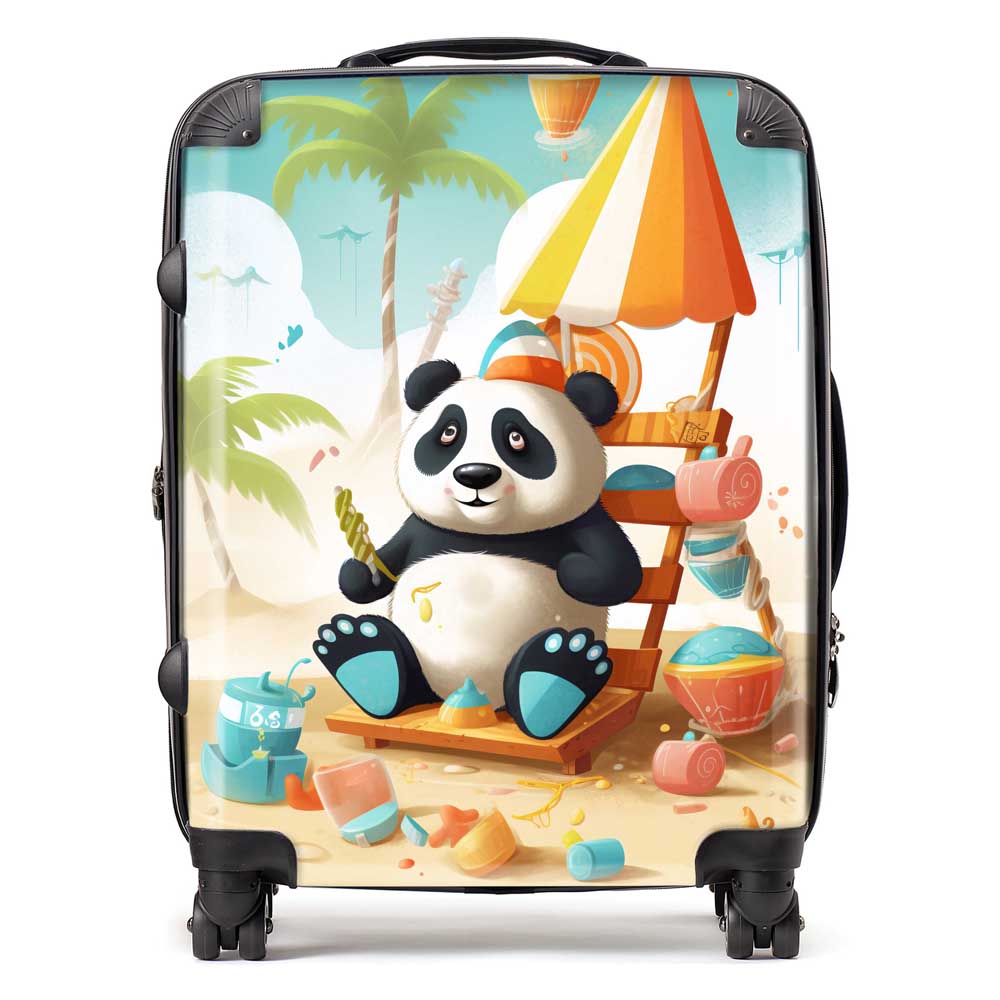 Happy Panda On A Beach Holiday Suitcase