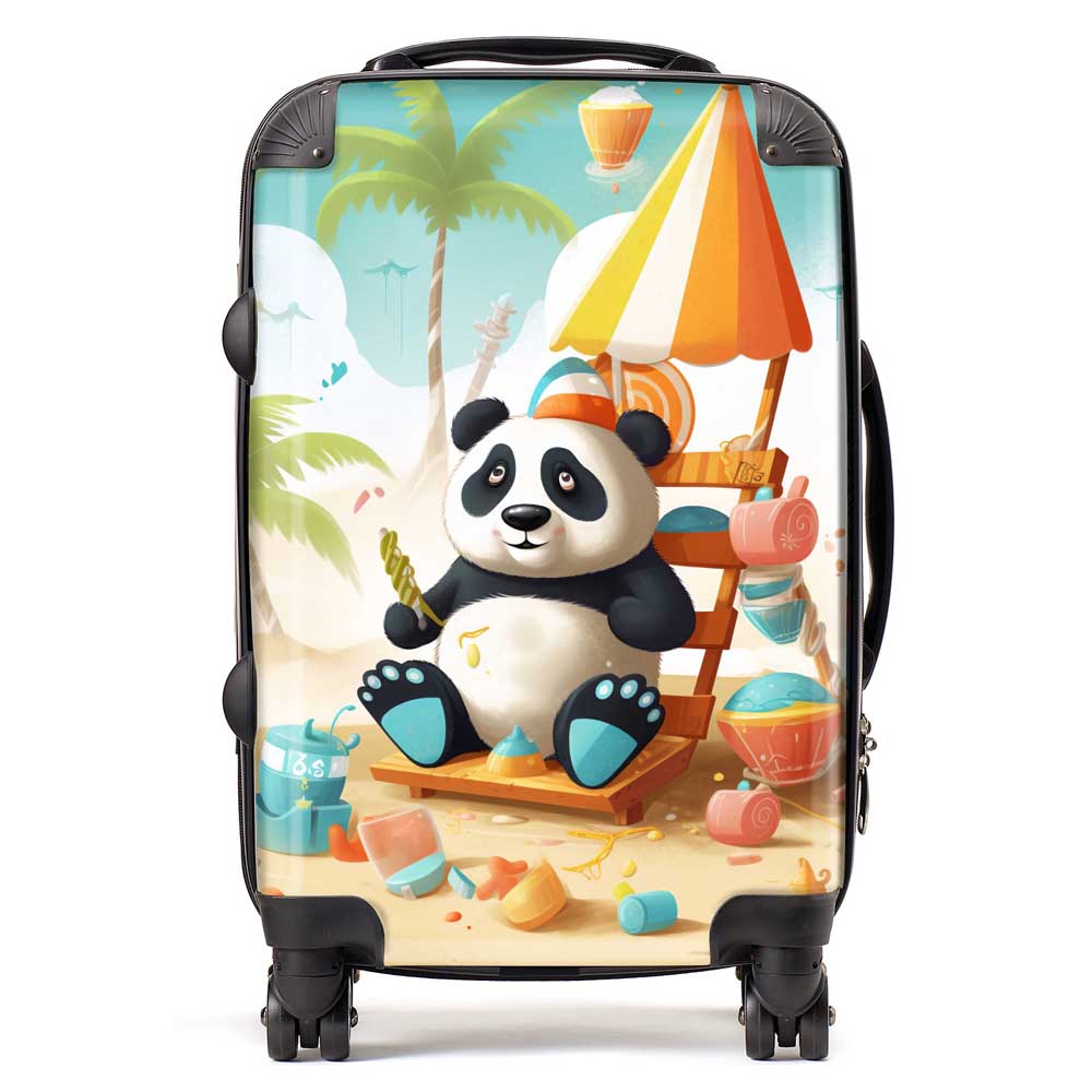 Happy Panda On A Beach Holiday Suitcase