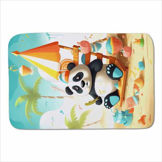 Happy Panda On A Beach Holiday Sherpa Blanket