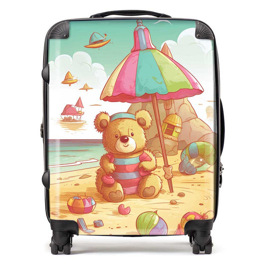 Lucky Teddy Bear On A Beach Holiday Suitcase