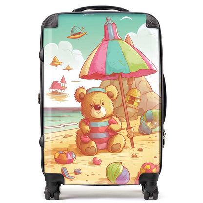 Lucky Teddy Bear On A Beach Holiday Suitcase