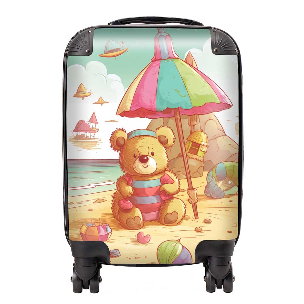 Lucky Teddy Bear On A Beach Holiday Suitcase