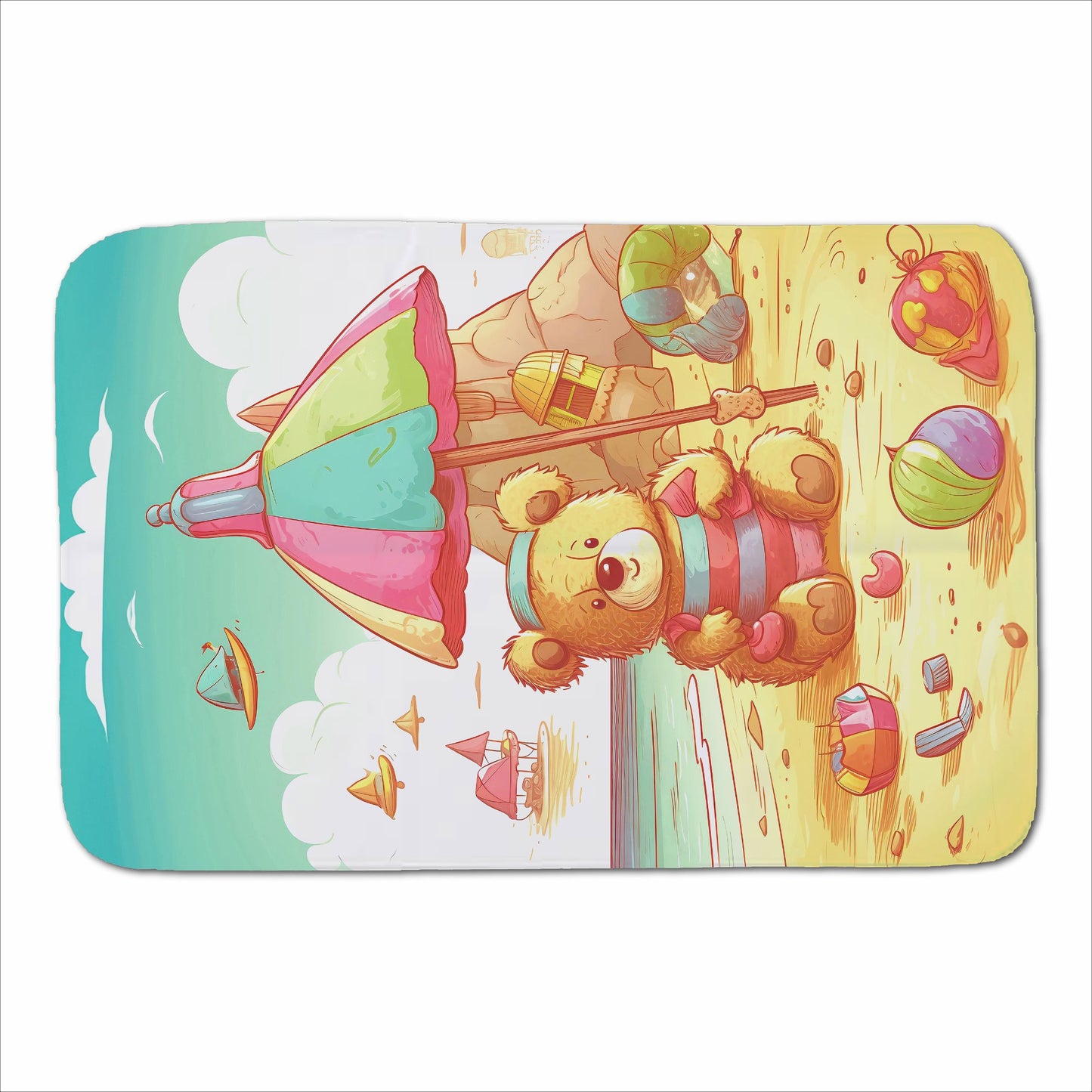 Lucky Teddy Bear On A Beach Holiday Sherpa Blanket