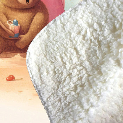 A Bear On A Beach Holiday Sherpa Blanket