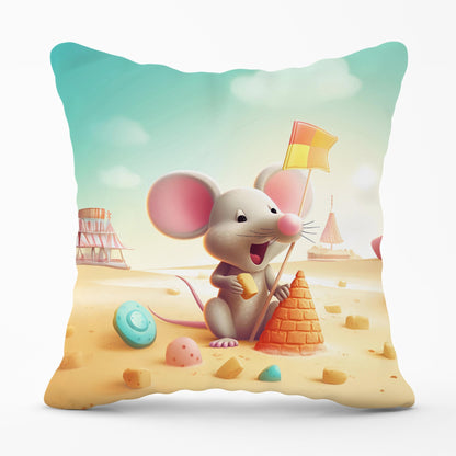 A Mouse On A Beach Holiday Cushions