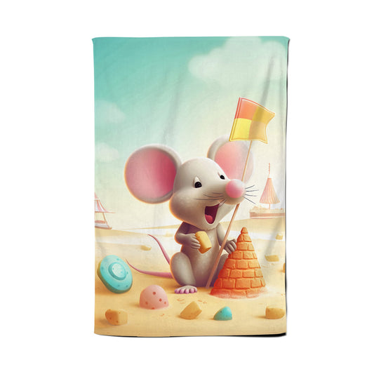 A Mouse On A Beach Holiday Tea Towel