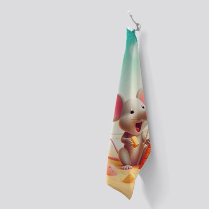 A Mouse On A Beach Holiday Tea Towel