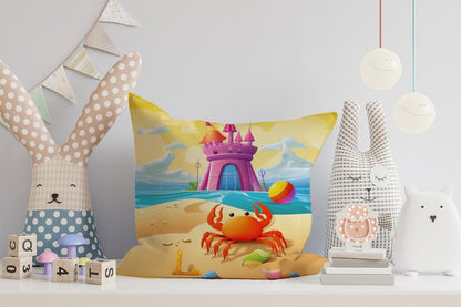 Orange Crab On A Beach Holiday Cushions
