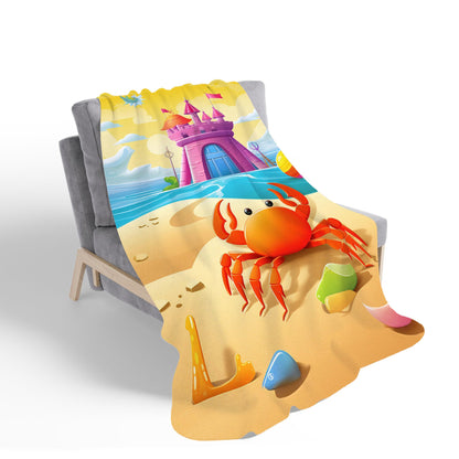 Orange Crab On A Beach Holiday Sherpa Blanket