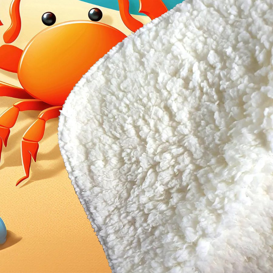 Orange Crab On A Beach Holiday Sherpa Blanket