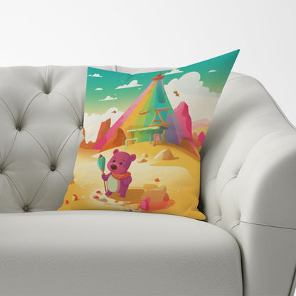 Purple Bear On A Beach Holiday Cushions