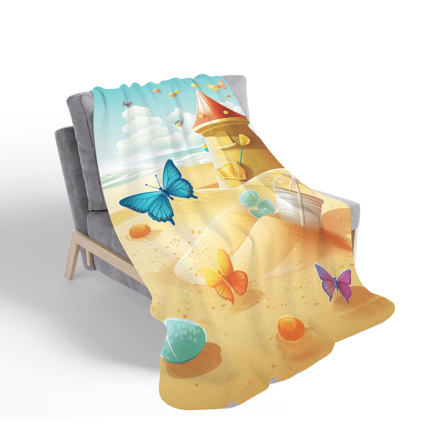Butterflies On A Beach Holiday Sherpa Blanket