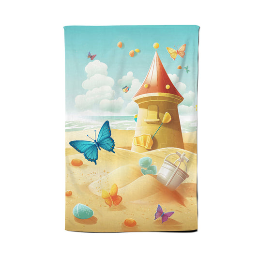 Butterflies On A Beach Holiday Tea Towel