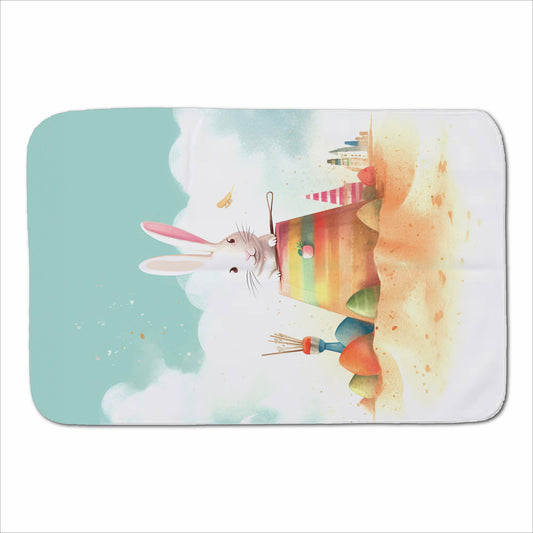 White Rabbit On A Beach Holiday Sherpa Blanket