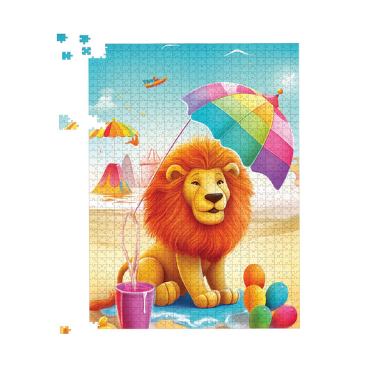 Lion On A Beach Holiday Jigsaw Puzzle
