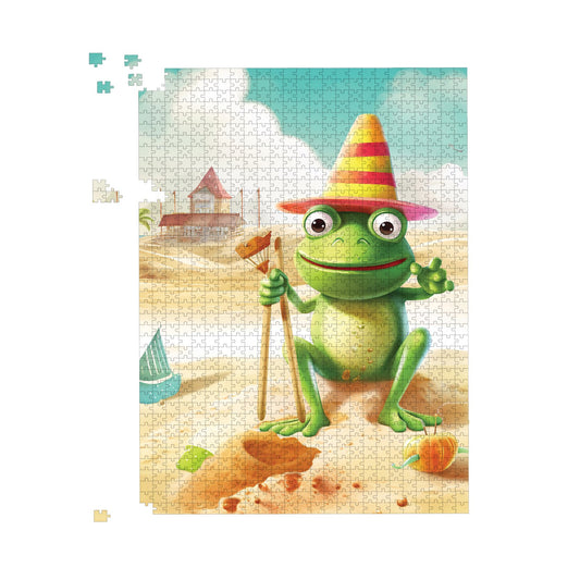 Happy Frog On A Beach Holiday Jigsaw Puzzle