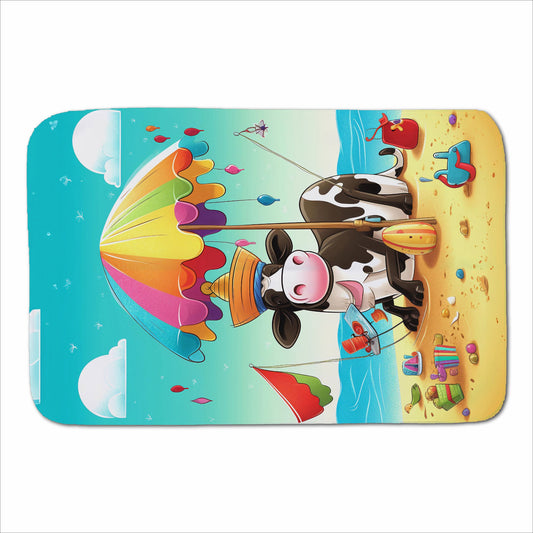 Cow On A Beach Holiday Sherpa Blanket