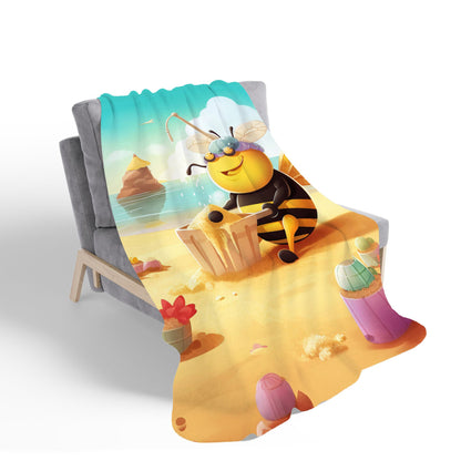 Bumblebee On A Beach Holiday Sherpa Blanket