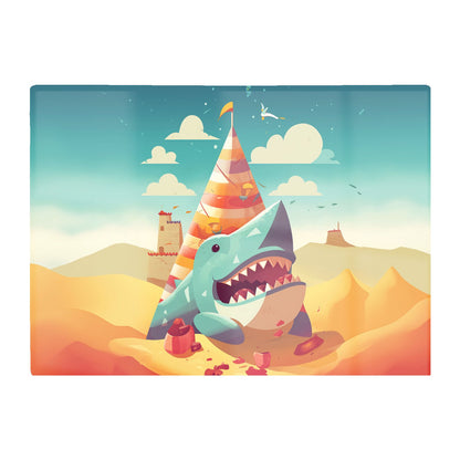 Shark On A Beach Holiday Glass Chopping Board