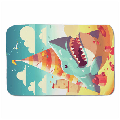 Shark On A Beach Holiday Sherpa Blanket