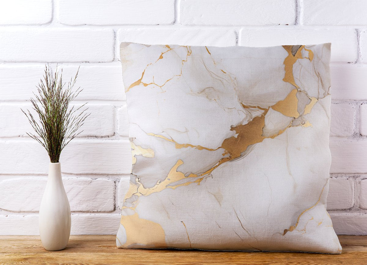 White Marble With Gold Cushions