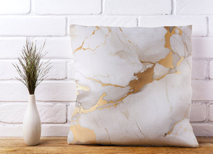 White Marble With Gold Cushions
