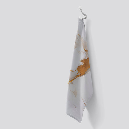 White Marble With Gold Tea Towel