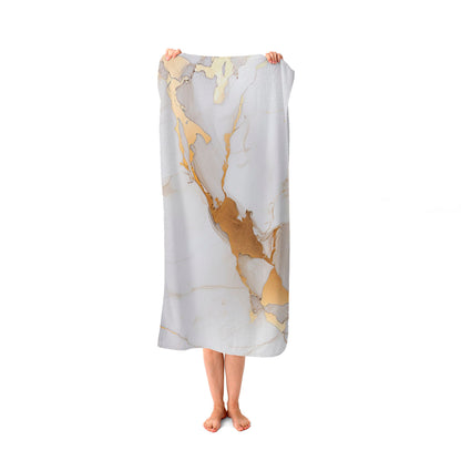 White Marble With Gold Beach Towel