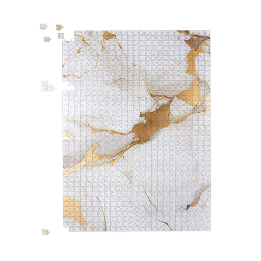 White Marble With Gold Jigsaw Puzzle