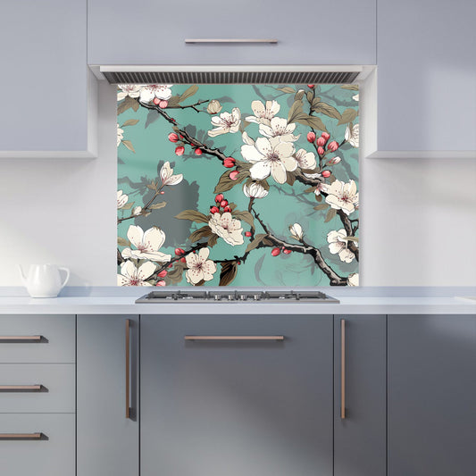 Pink Blossom Asian Design Kitchen Splashback