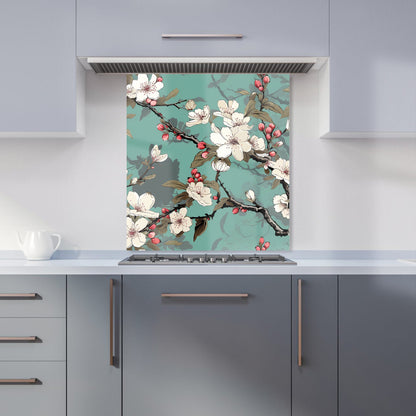 Pink Blossom Asian Design Kitchen Splashback