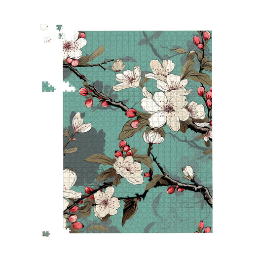 Pink Blossom Asian Design Jigsaw Puzzle