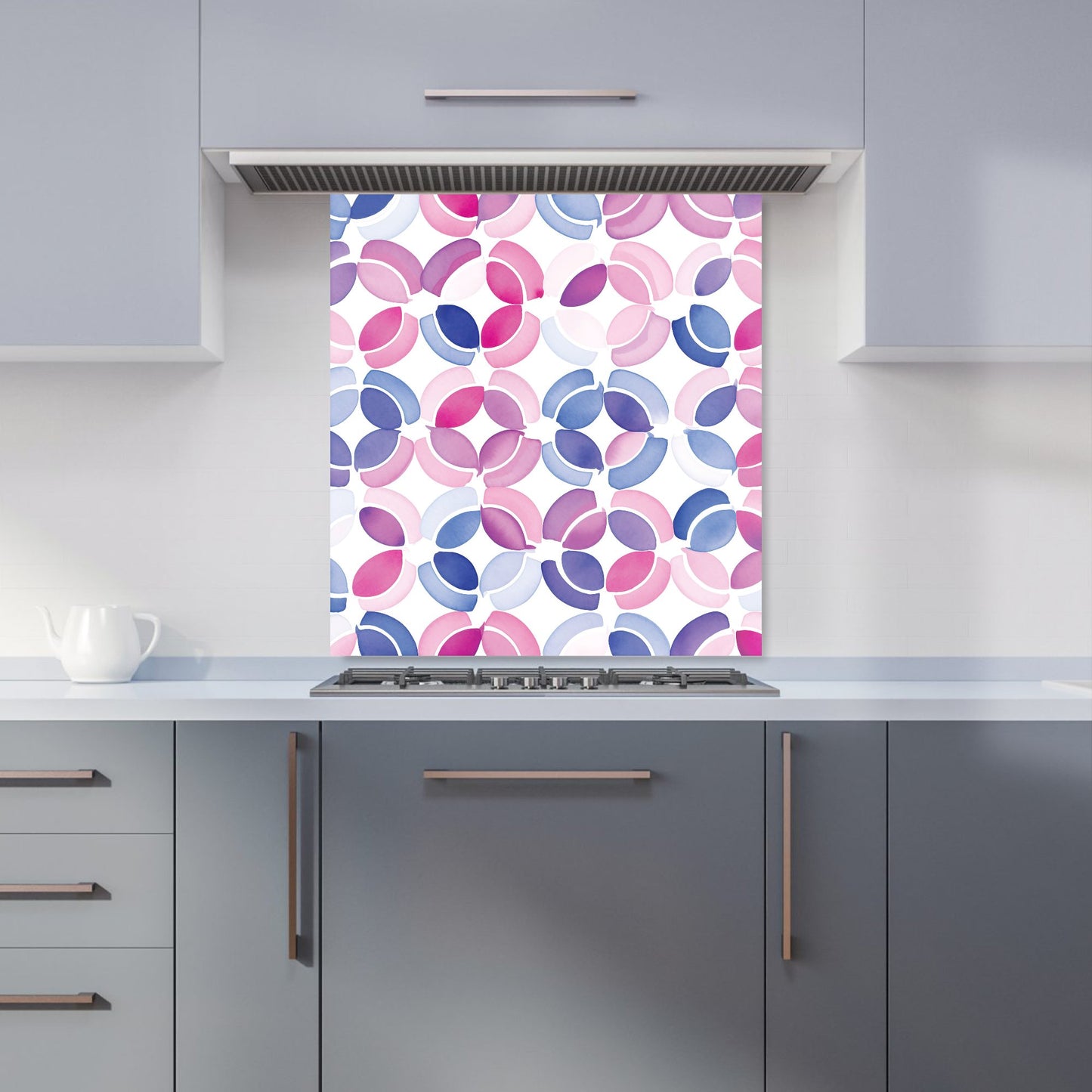 Interlocking Pink Blue Shape Kitchen Splashback