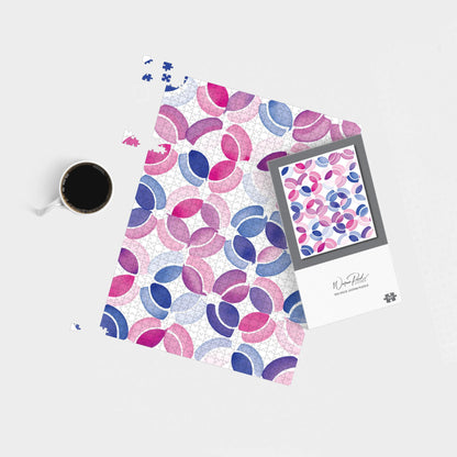 Interlocking Pink Blue Shape Jigsaw Puzzle