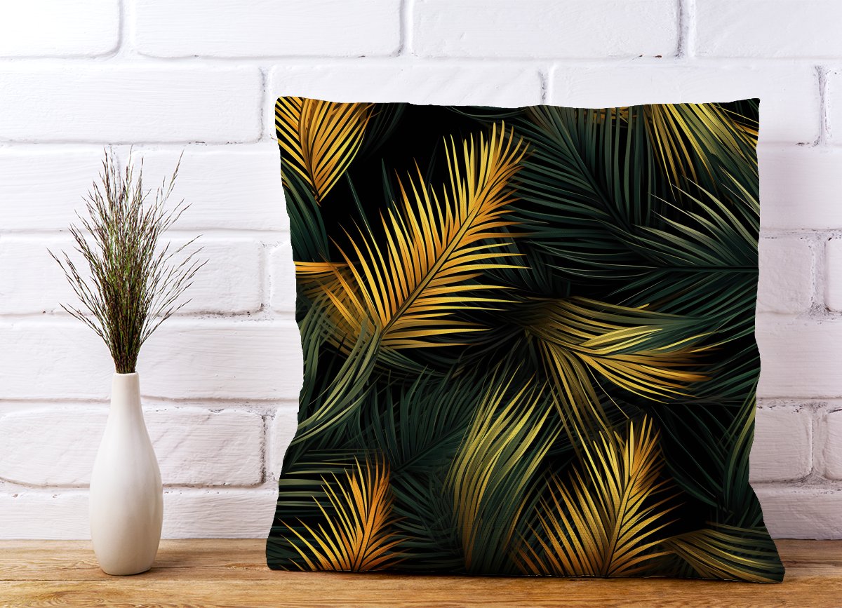 Golden Palm Leaves Cushions