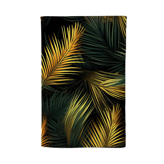 Golden Palm Leaves Tea Towel