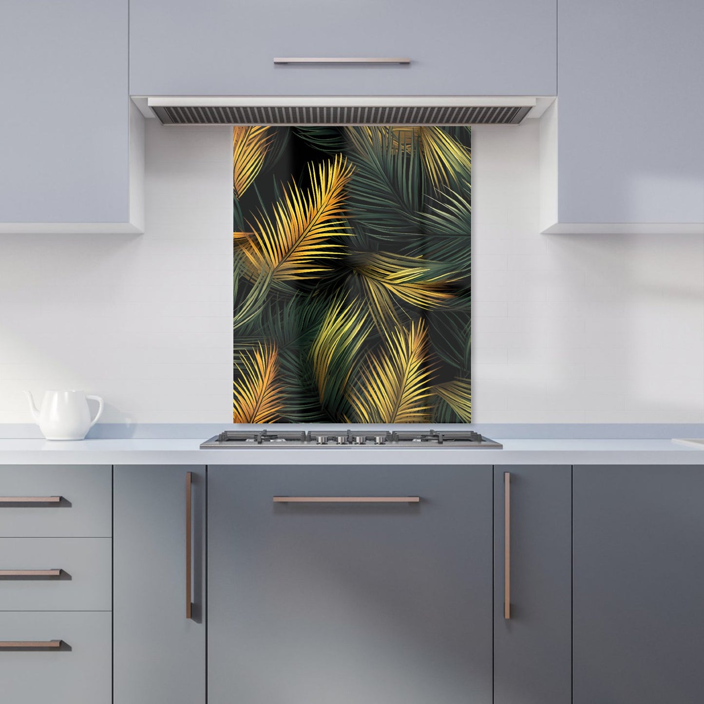 Golden Palm Leaves Kitchen Splashback