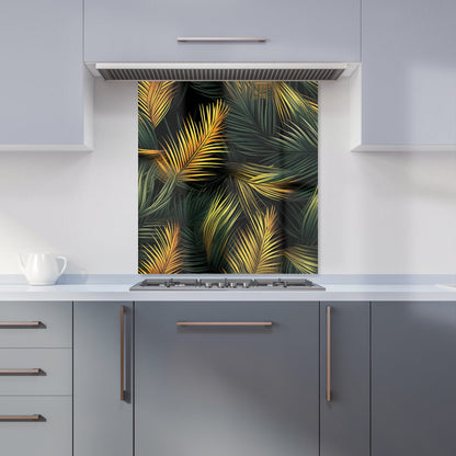 Golden Palm Leaves Kitchen Splashback