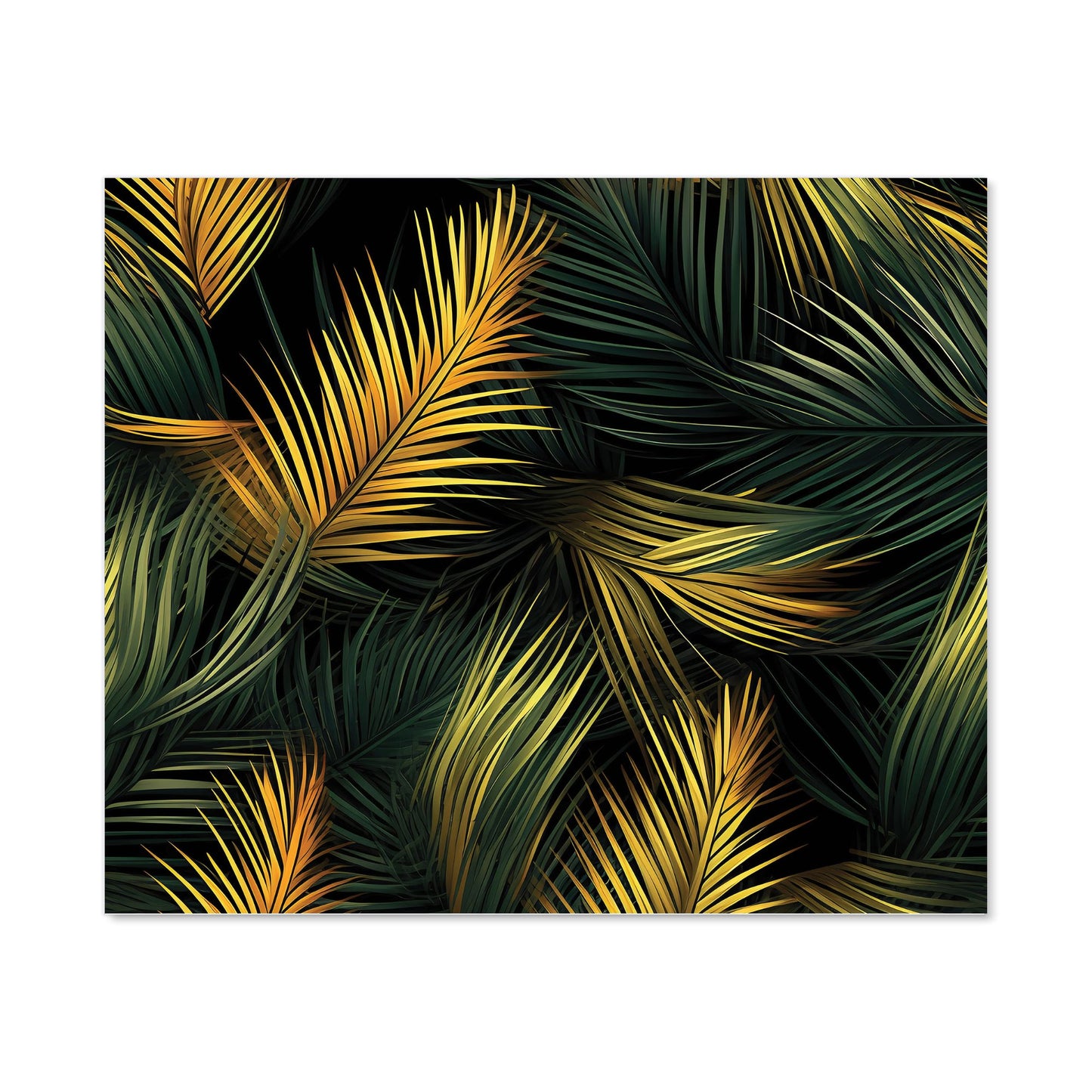 Golden Palm Leaves Kitchen Splashback
