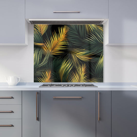 Golden Palm Leaves Kitchen Splashback
