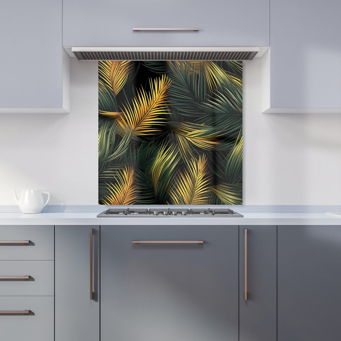 Golden Palm Leaves Kitchen Splashback