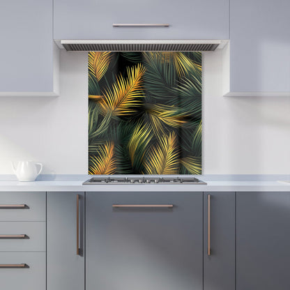 Golden Palm Leaves Kitchen Splashback