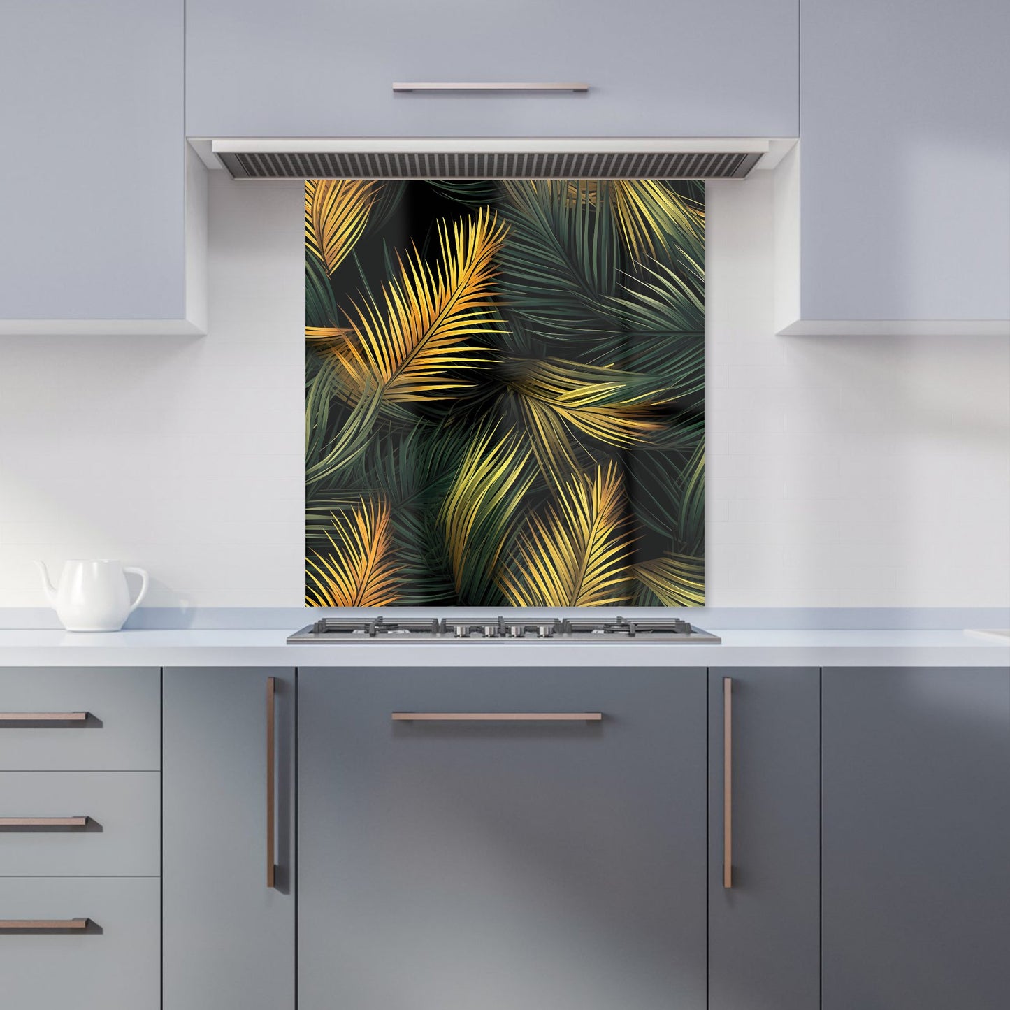 Golden Palm Leaves Kitchen Splashback