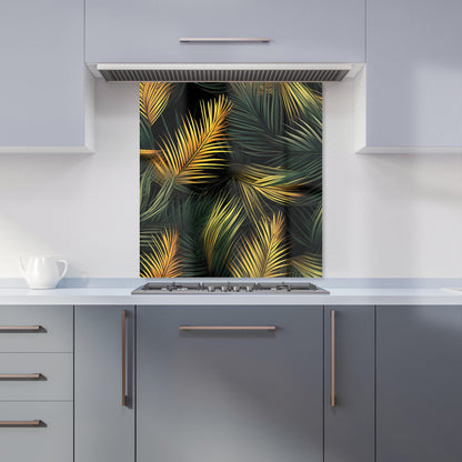 Golden Palm Leaves Kitchen Splashback