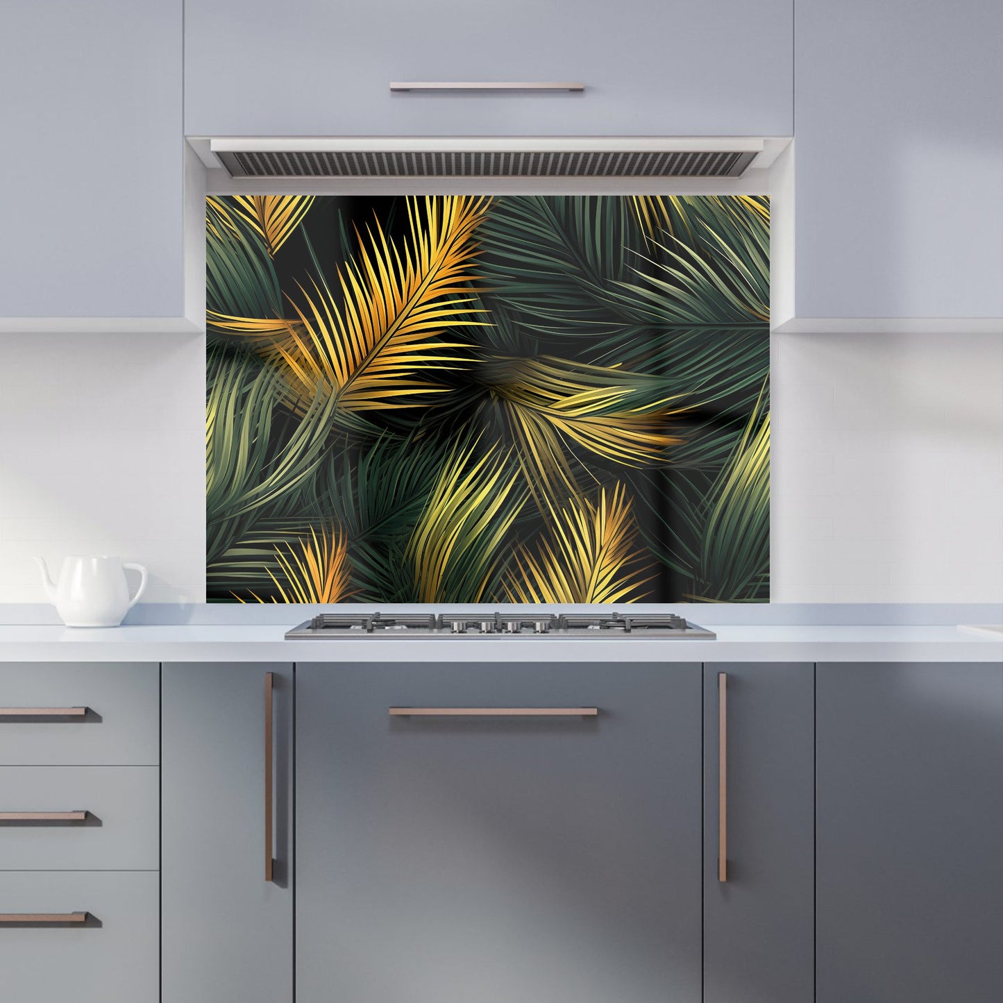 Golden Palm Leaves Kitchen Splashback