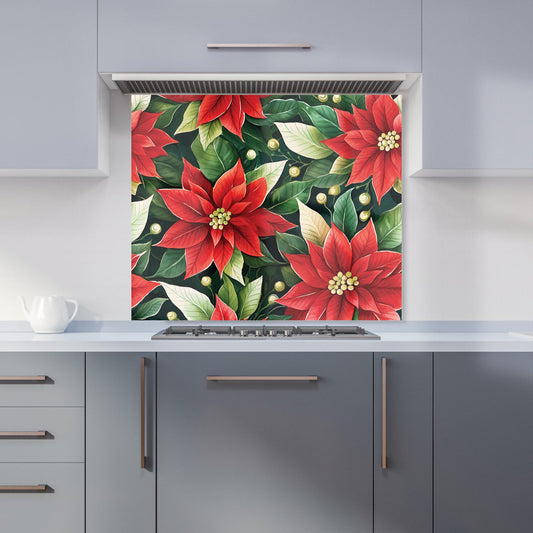 Poinsetta Watercolour Kitchen Splashback