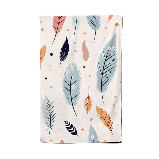 Pastel Feather Pattern Tea Towel