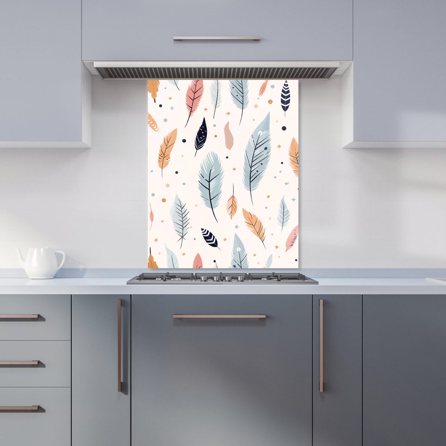 Pastel Feather Pattern Kitchen Splashback