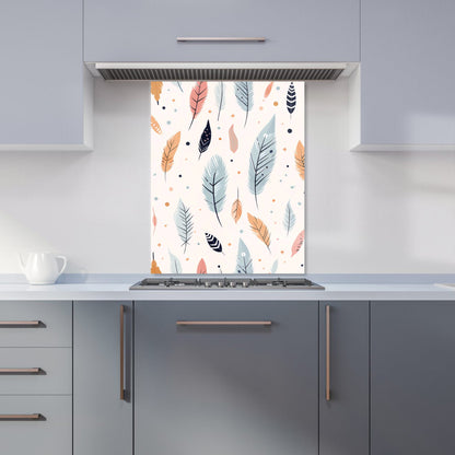 Pastel Feather Pattern Kitchen Splashback